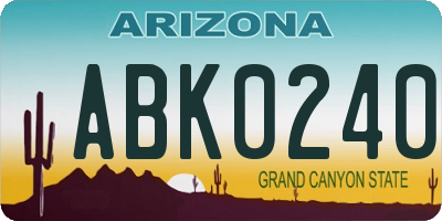 AZ license plate ABK0240