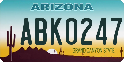 AZ license plate ABK0247