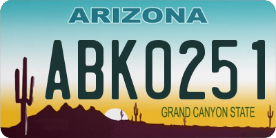 AZ license plate ABK0251
