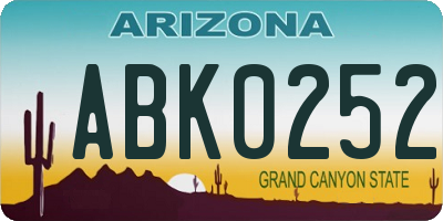 AZ license plate ABK0252