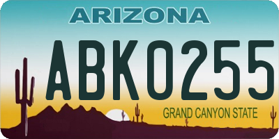 AZ license plate ABK0255