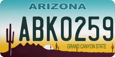 AZ license plate ABK0259
