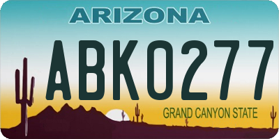 AZ license plate ABK0277