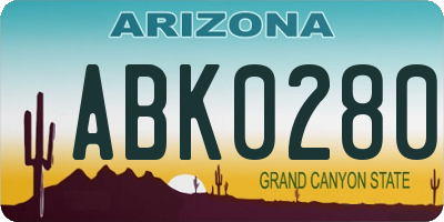 AZ license plate ABK0280