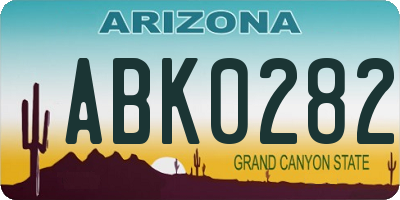 AZ license plate ABK0282