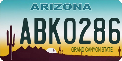 AZ license plate ABK0286