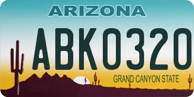 AZ license plate ABK0320