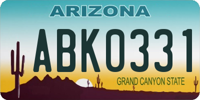 AZ license plate ABK0331