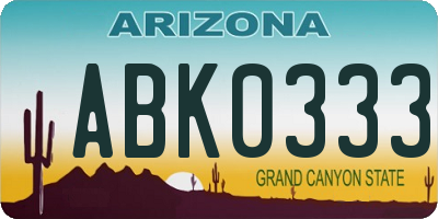 AZ license plate ABK0333