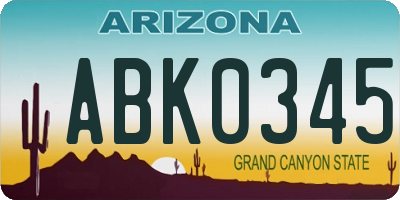 AZ license plate ABK0345