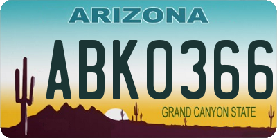 AZ license plate ABK0366
