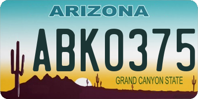 AZ license plate ABK0375