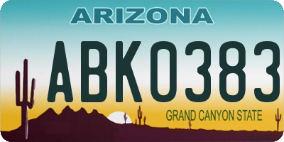 AZ license plate ABK0383