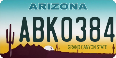 AZ license plate ABK0384