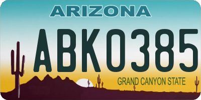 AZ license plate ABK0385