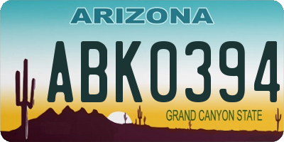 AZ license plate ABK0394