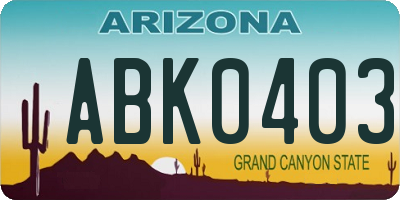 AZ license plate ABK0403