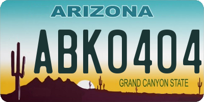 AZ license plate ABK0404