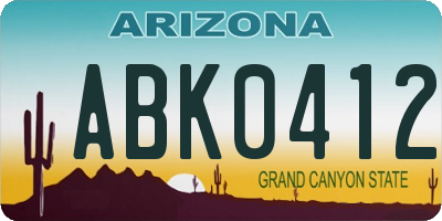 AZ license plate ABK0412