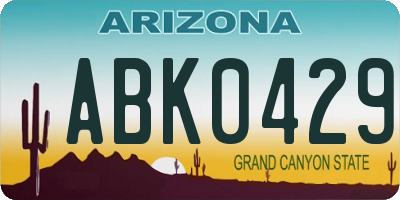 AZ license plate ABK0429