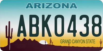 AZ license plate ABK0438