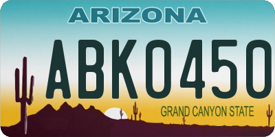 AZ license plate ABK0450
