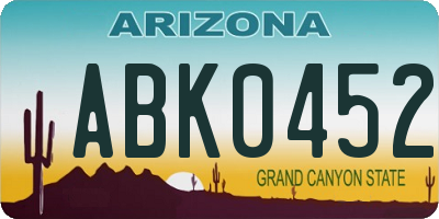 AZ license plate ABK0452