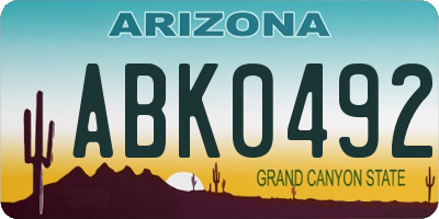 AZ license plate ABK0492
