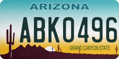 AZ license plate ABK0496