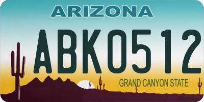AZ license plate ABK0512