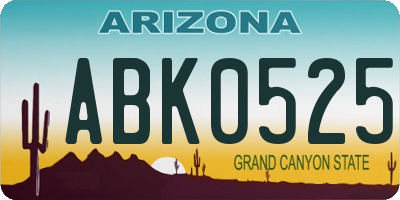 AZ license plate ABK0525
