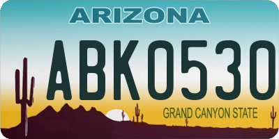 AZ license plate ABK0530