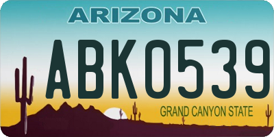 AZ license plate ABK0539
