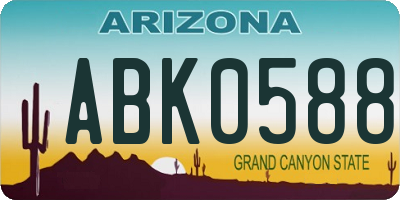 AZ license plate ABK0588