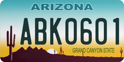 AZ license plate ABK0601