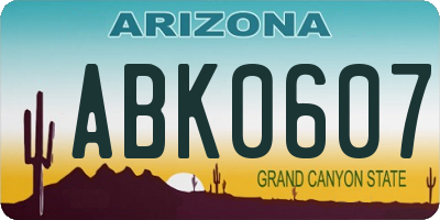 AZ license plate ABK0607