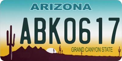 AZ license plate ABK0617