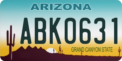 AZ license plate ABK0631