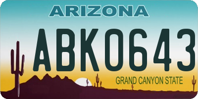 AZ license plate ABK0643