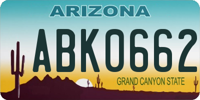 AZ license plate ABK0662