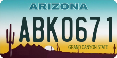 AZ license plate ABK0671