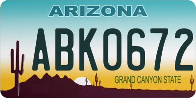 AZ license plate ABK0672