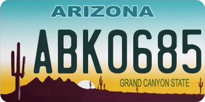AZ license plate ABK0685