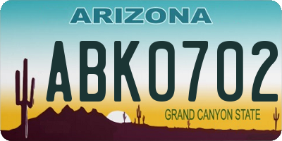 AZ license plate ABK0702