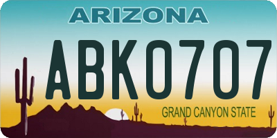 AZ license plate ABK0707