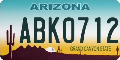 AZ license plate ABK0712