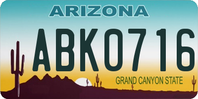 AZ license plate ABK0716