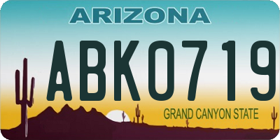 AZ license plate ABK0719