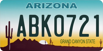 AZ license plate ABK0721