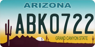 AZ license plate ABK0722